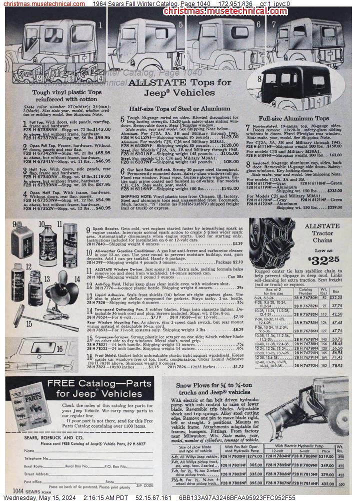 1964 Sears Fall Winter Catalog, Page 1040