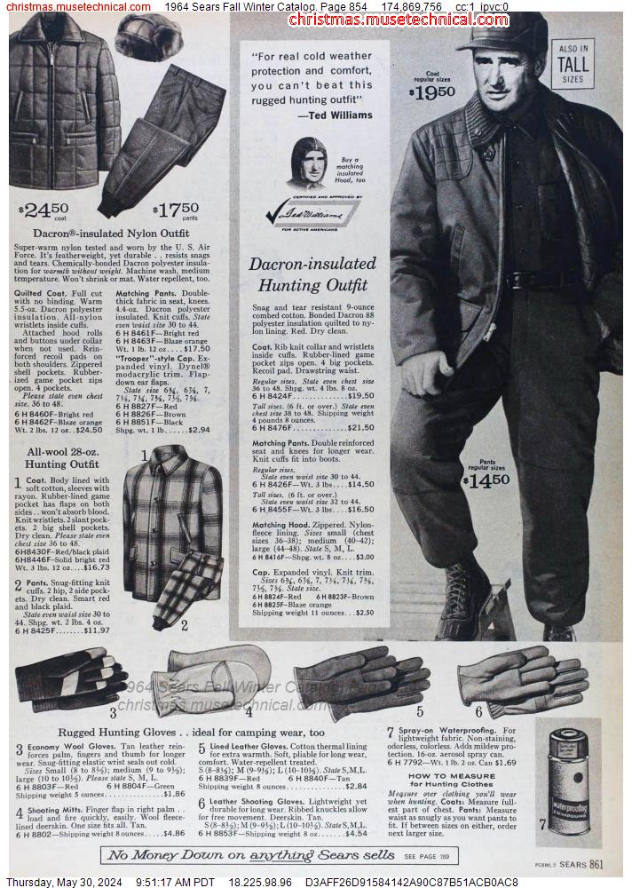 1964 Sears Fall Winter Catalog, Page 854