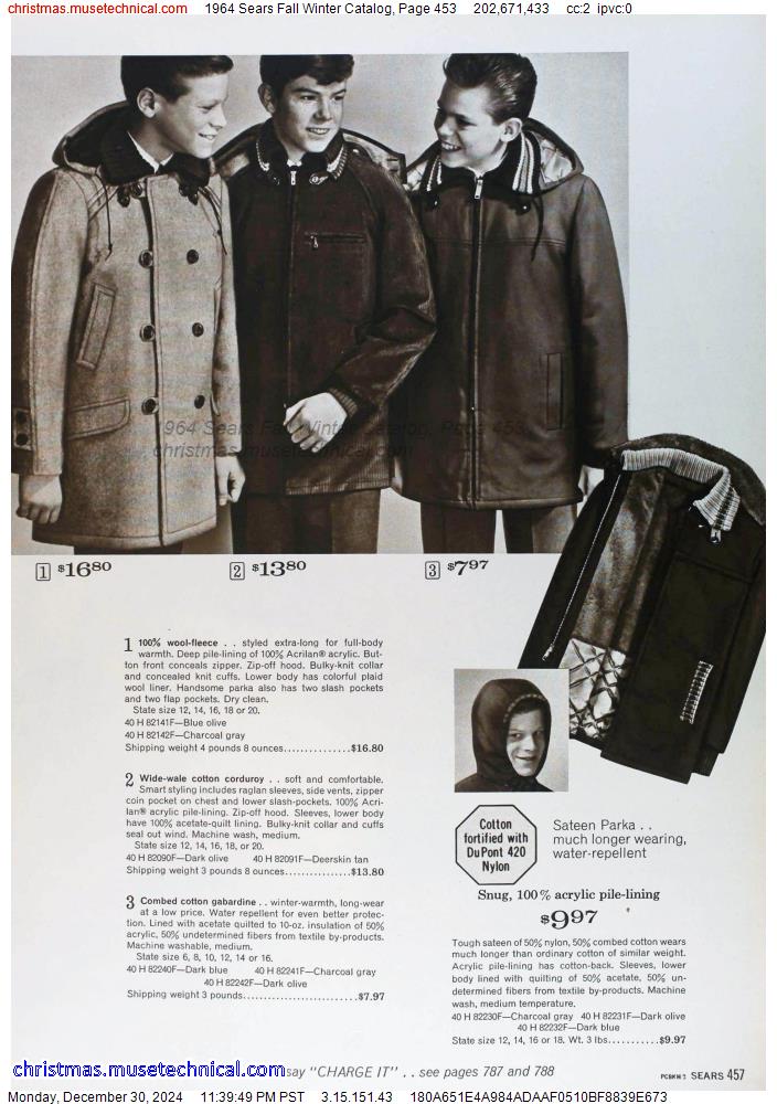 1964 Sears Fall Winter Catalog, Page 453