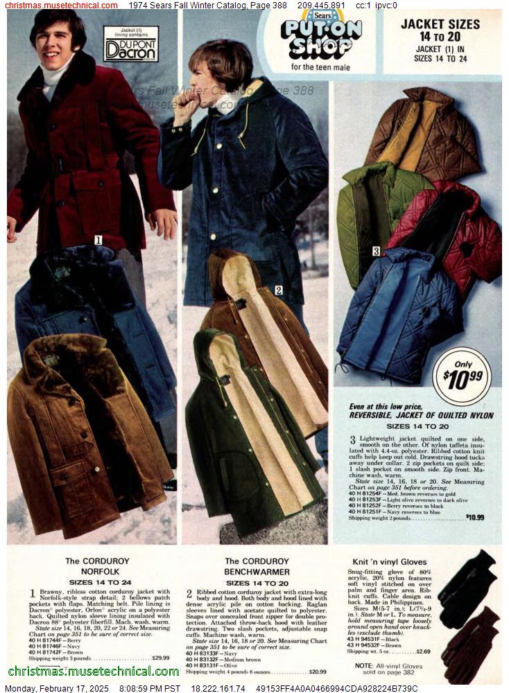 1974 Sears Fall Winter Catalog, Page 388