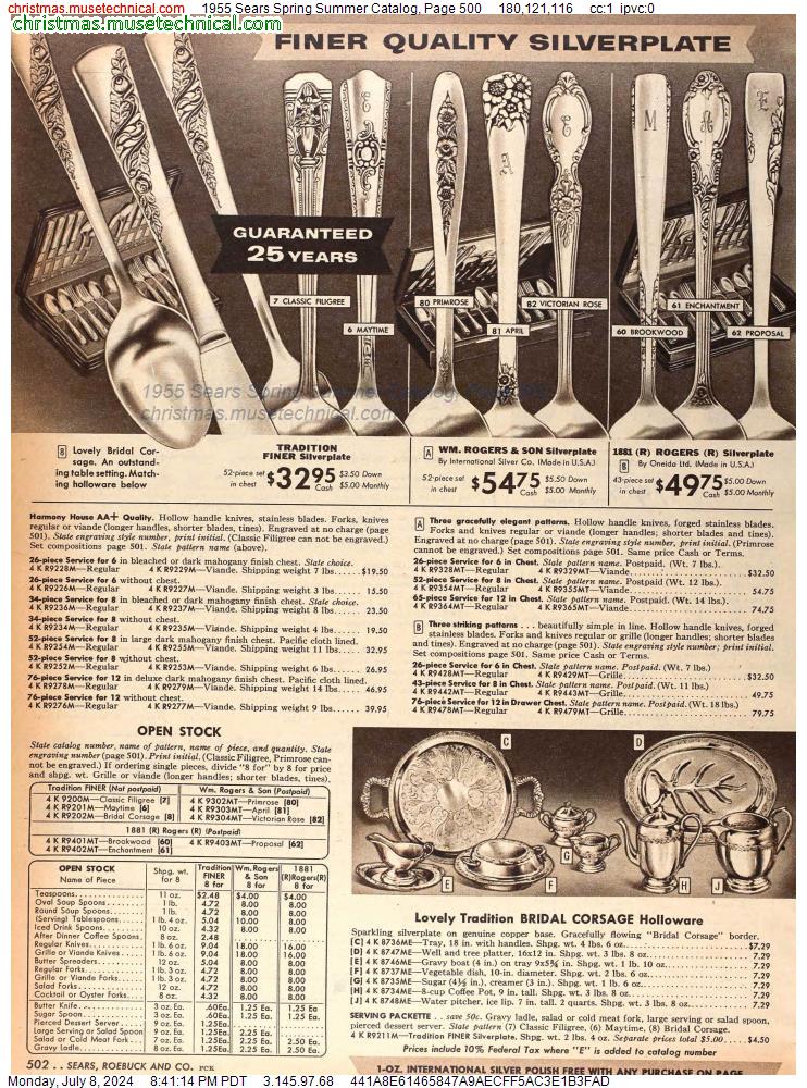 1955 Sears Spring Summer Catalog, Page 500