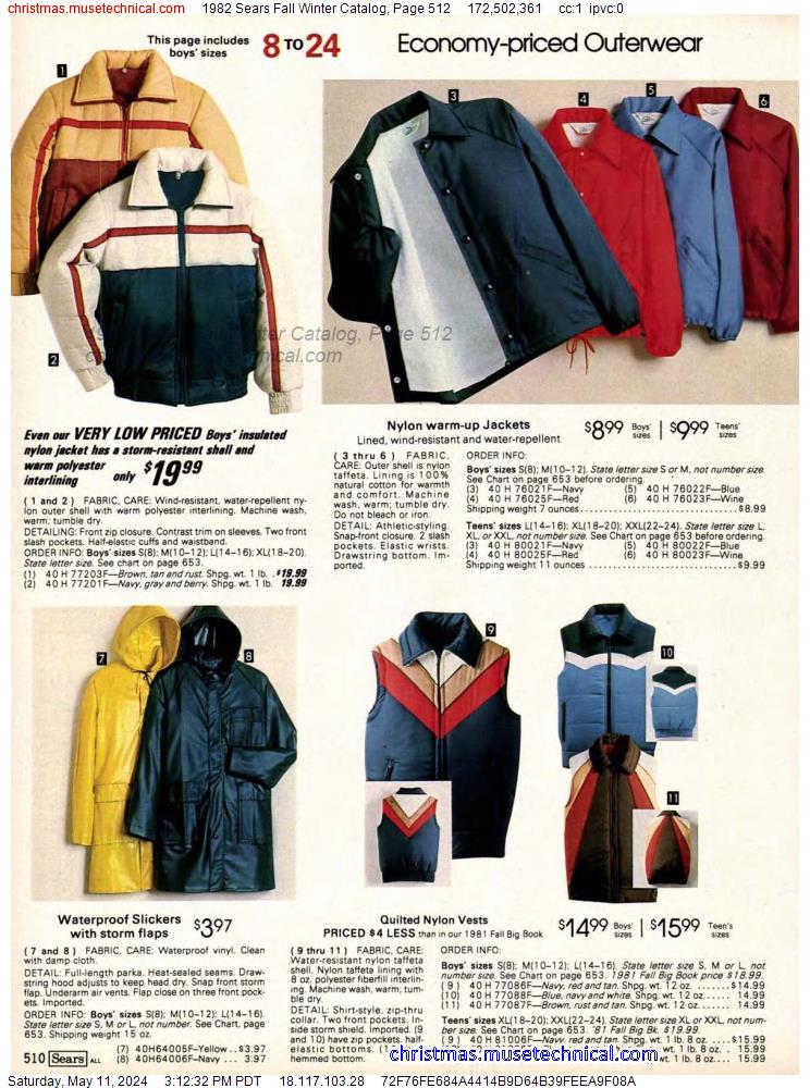1982 Sears Fall Winter Catalog, Page 512
