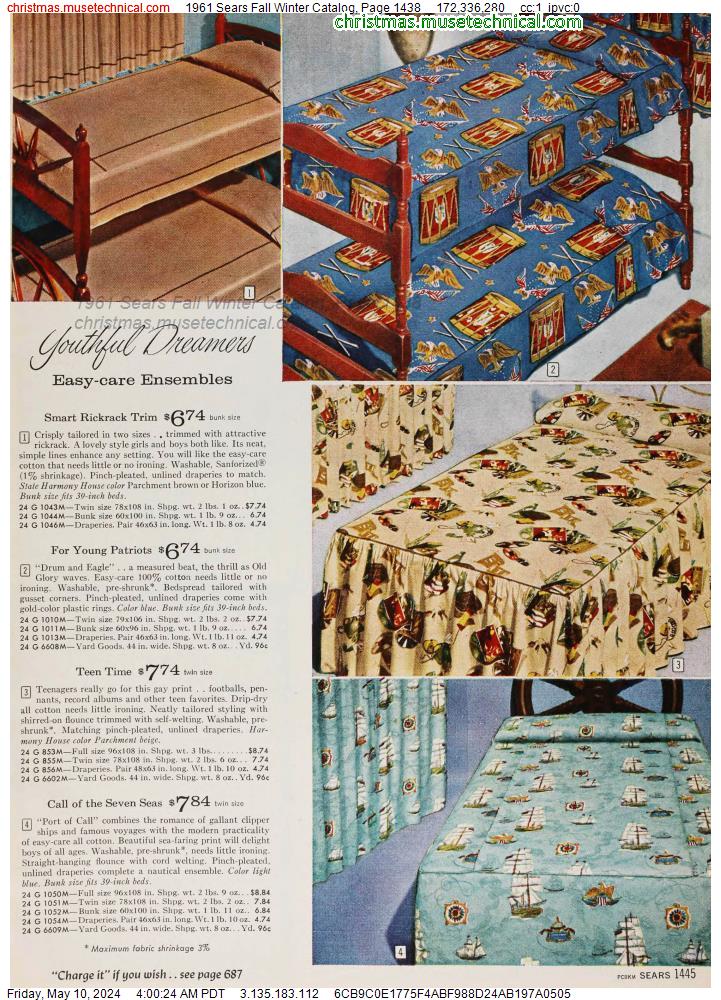 1961 Sears Fall Winter Catalog, Page 1438