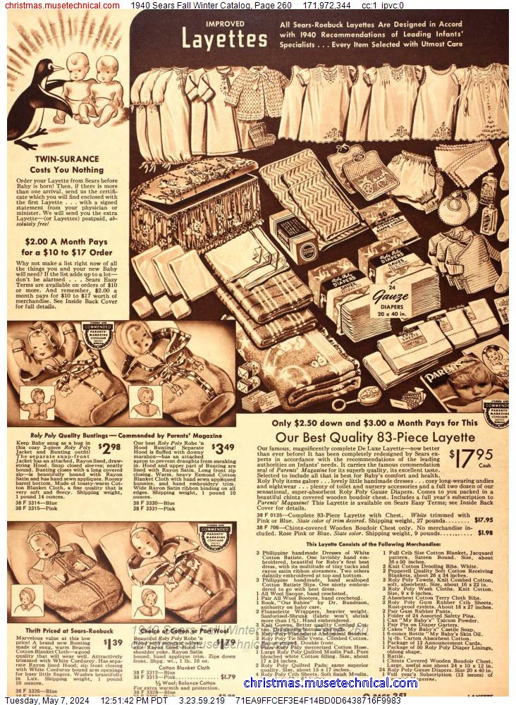 1940 Sears Fall Winter Catalog, Page 260