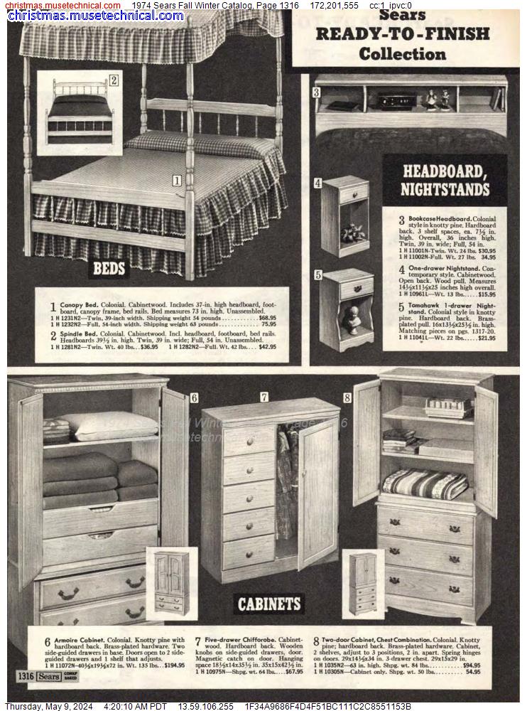 1974 Sears Fall Winter Catalog, Page 1316