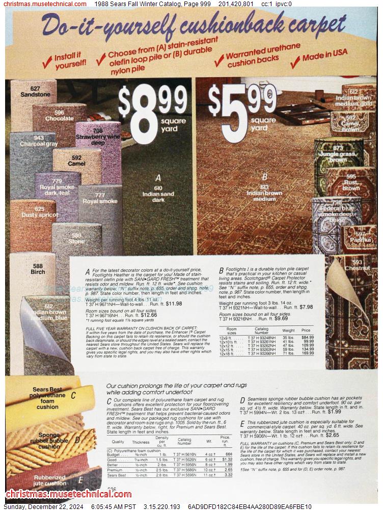 1988 Sears Fall Winter Catalog, Page 999