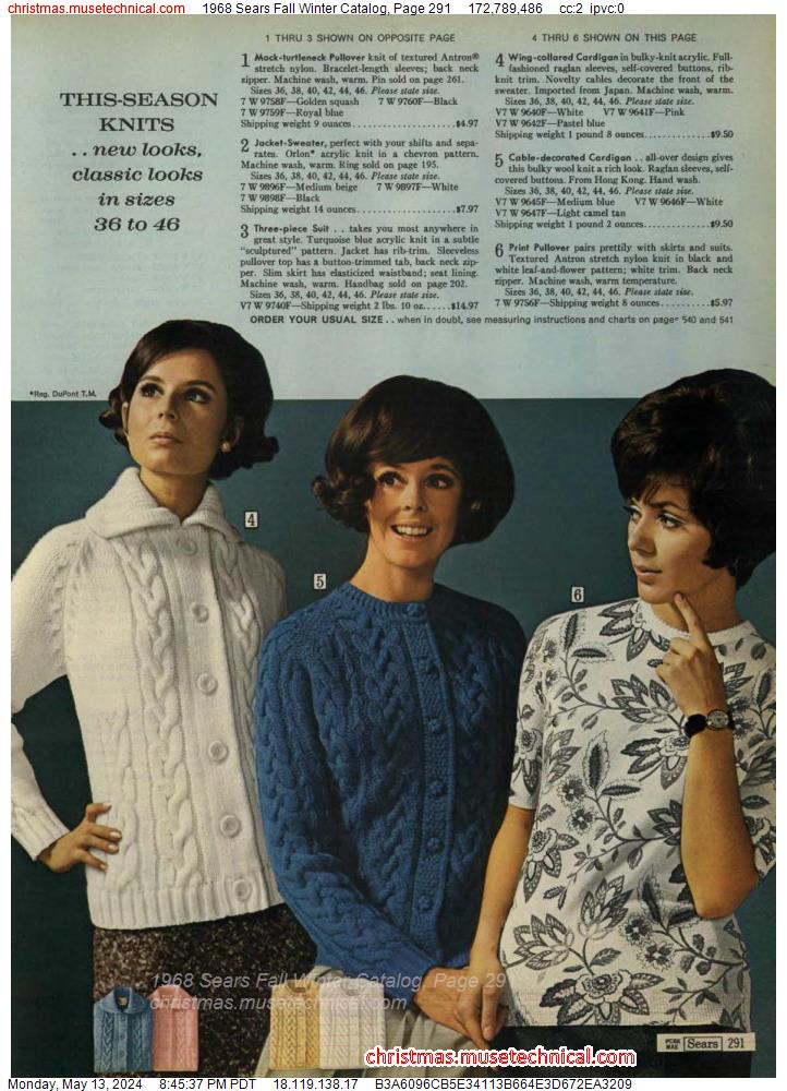 1968 Sears Fall Winter Catalog, Page 291