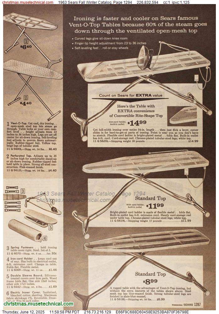 1963 Sears Fall Winter Catalog, Page 1294