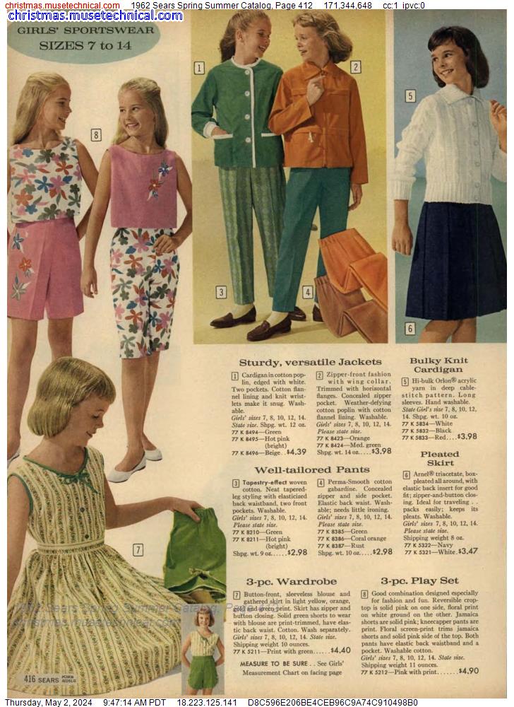 1962 Sears Spring Summer Catalog, Page 412