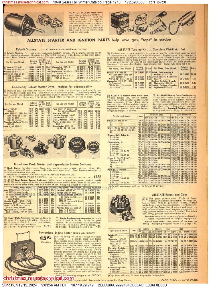 1948 Sears Fall Winter Catalog, Page 1210