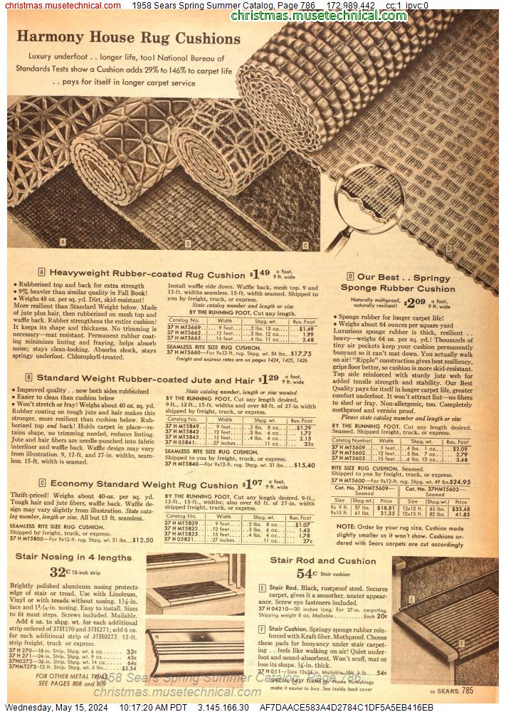 1958 Sears Spring Summer Catalog, Page 786