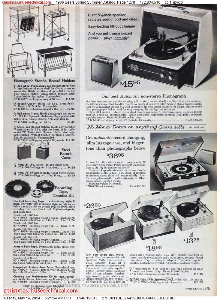 1966 Sears Spring Summer Catalog, Page 1278