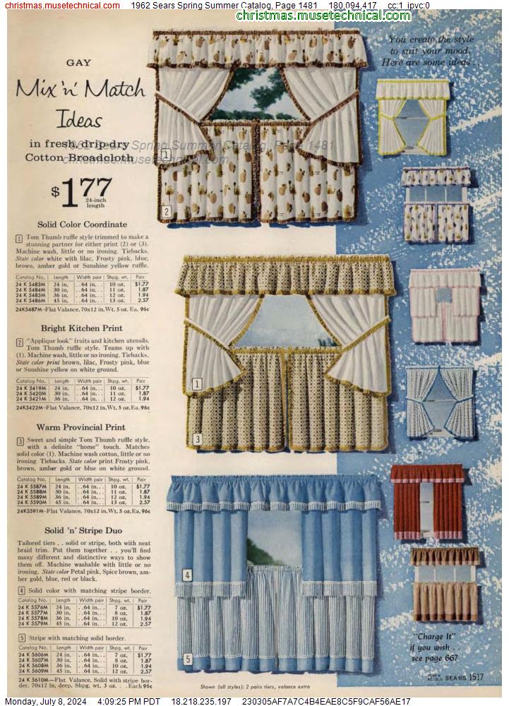 1962 Sears Spring Summer Catalog, Page 1481