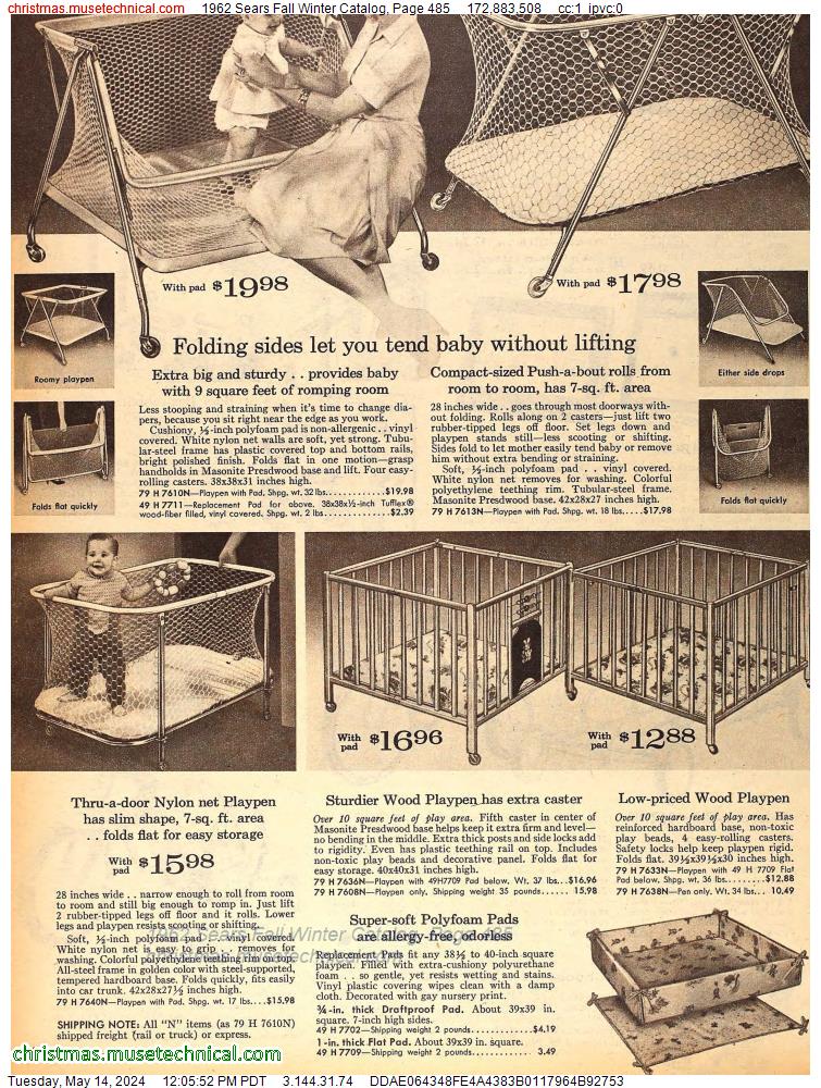 1962 Sears Fall Winter Catalog, Page 485