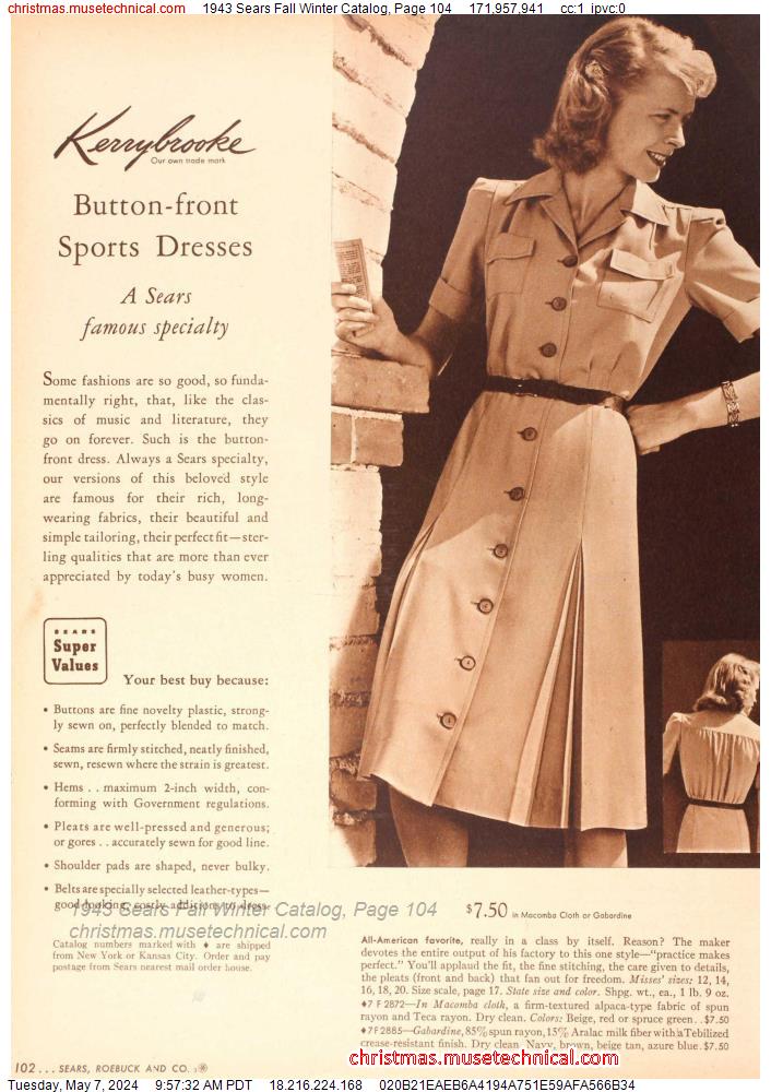 1943 Sears Fall Winter Catalog, Page 104