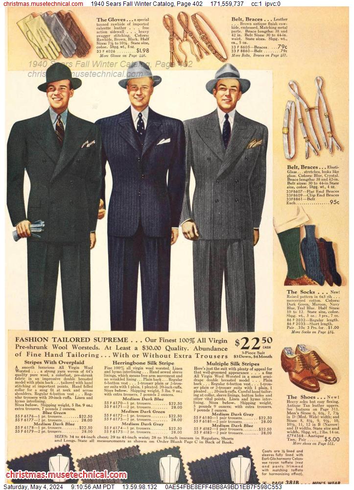 1940 Sears Fall Winter Catalog, Page 402