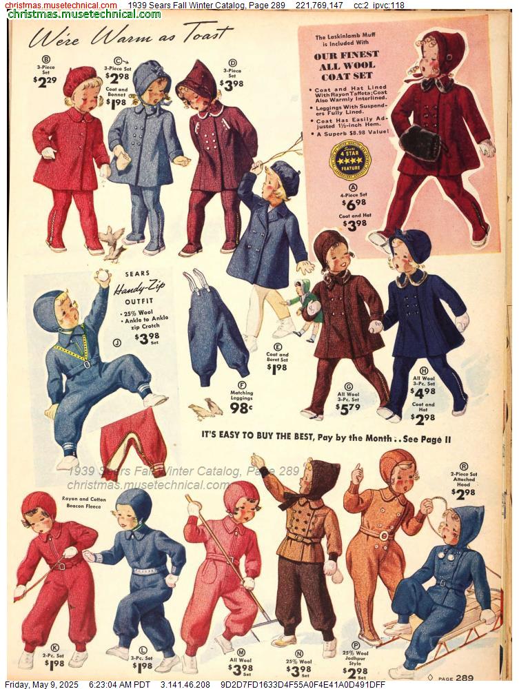 1939 Sears Fall Winter Catalog, Page 289