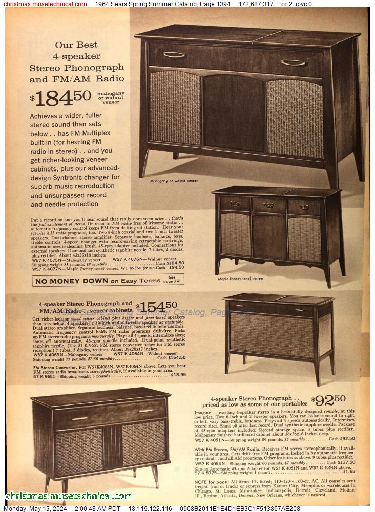 1964 Sears Spring Summer Catalog, Page 1394