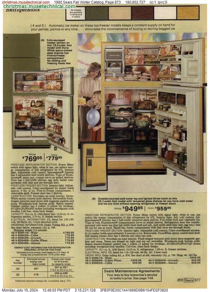 1980 Sears Fall Winter Catalog, Page 873