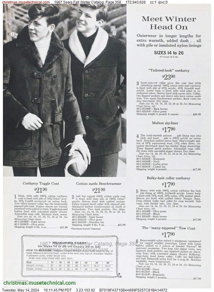 1967 Sears Fall Winter Catalog, Page 358