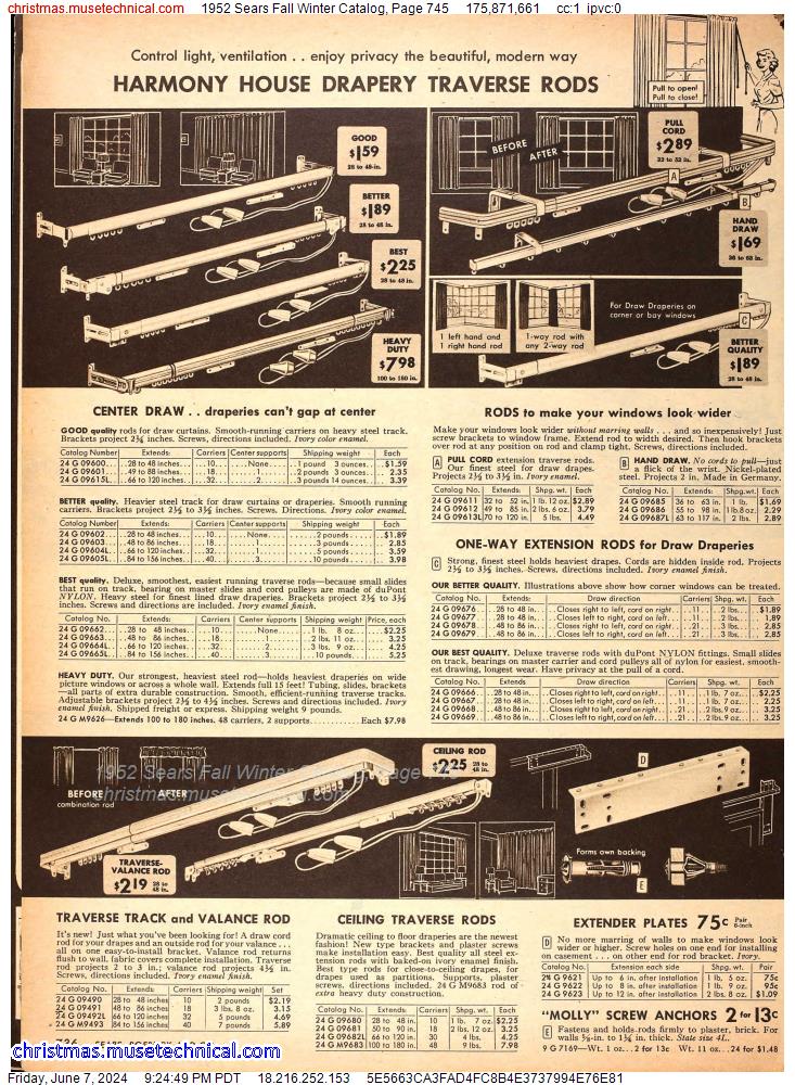 1952 Sears Fall Winter Catalog, Page 745