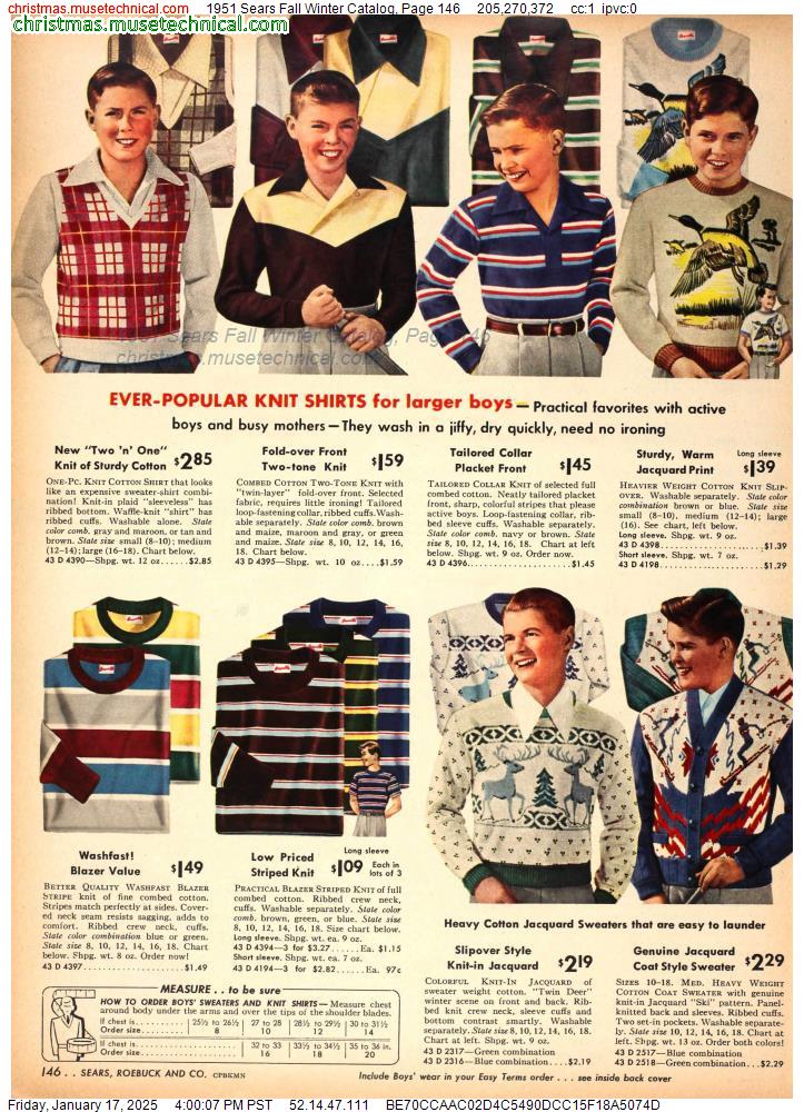 1951 Sears Fall Winter Catalog, Page 146