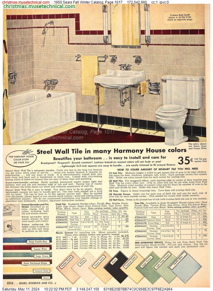 1950 Sears Fall Winter Catalog, Page 1017