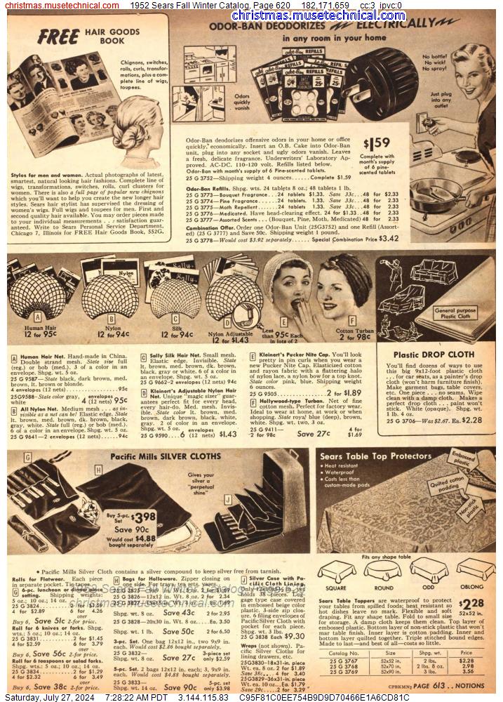 1952 Sears Fall Winter Catalog, Page 620
