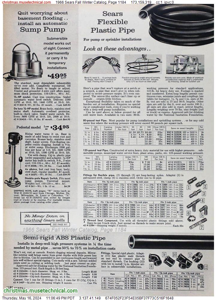 1966 Sears Fall Winter Catalog, Page 1184