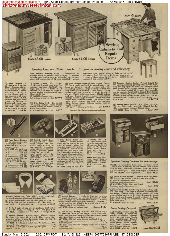 1959 Sears Spring Summer Catalog, Page 293