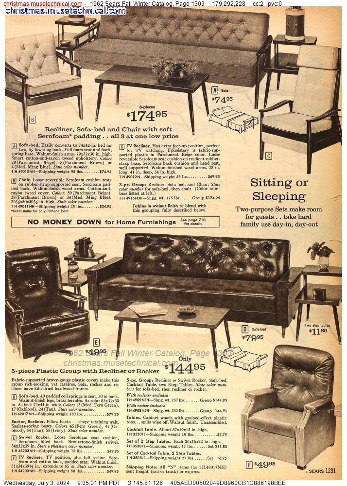 1962 Sears Fall Winter Catalog, Page 1303