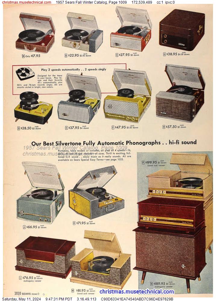 1957 Sears Fall Winter Catalog, Page 1009