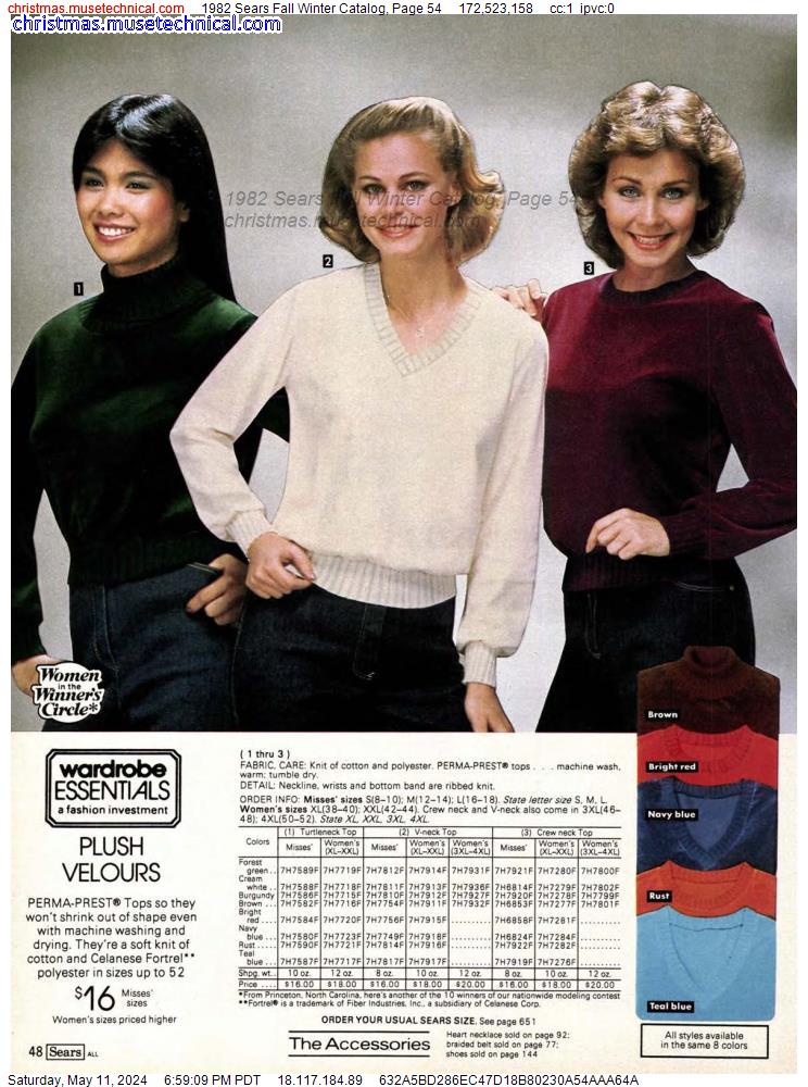 1982 Sears Fall Winter Catalog, Page 54