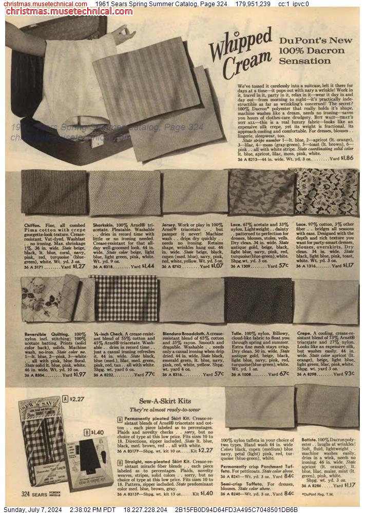 1961 Sears Spring Summer Catalog, Page 324