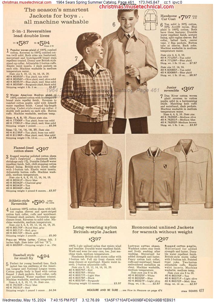 1964 Sears Spring Summer Catalog, Page 461