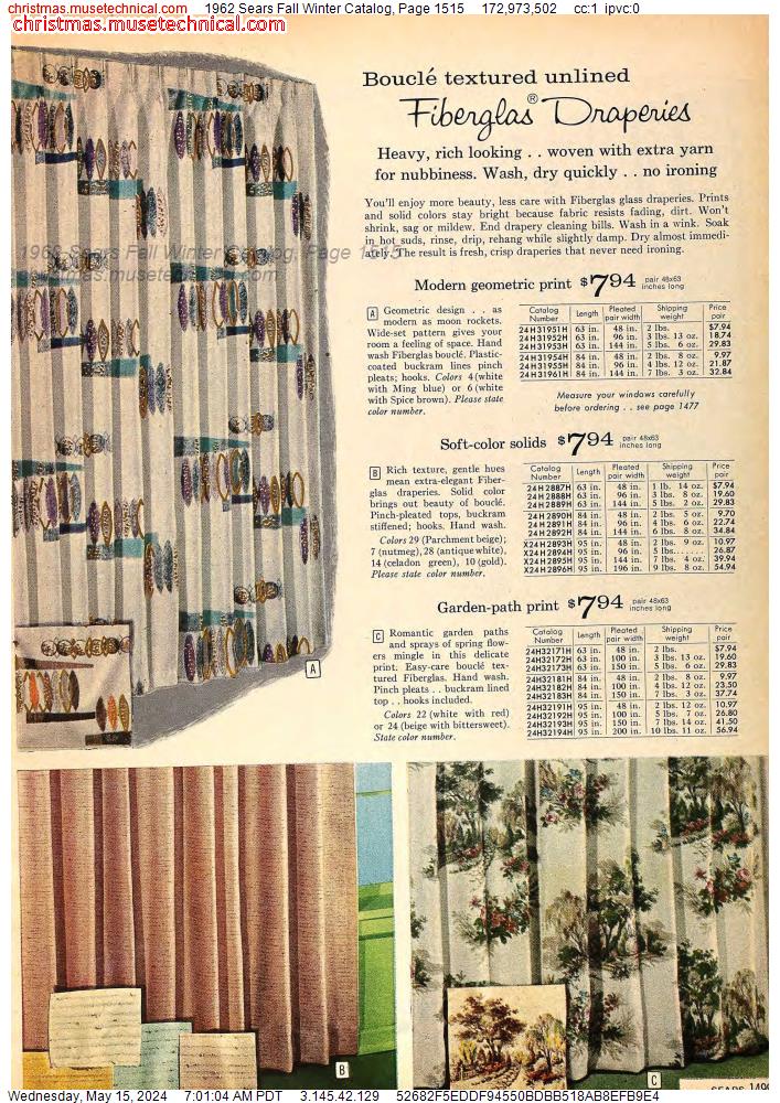1962 Sears Fall Winter Catalog, Page 1515