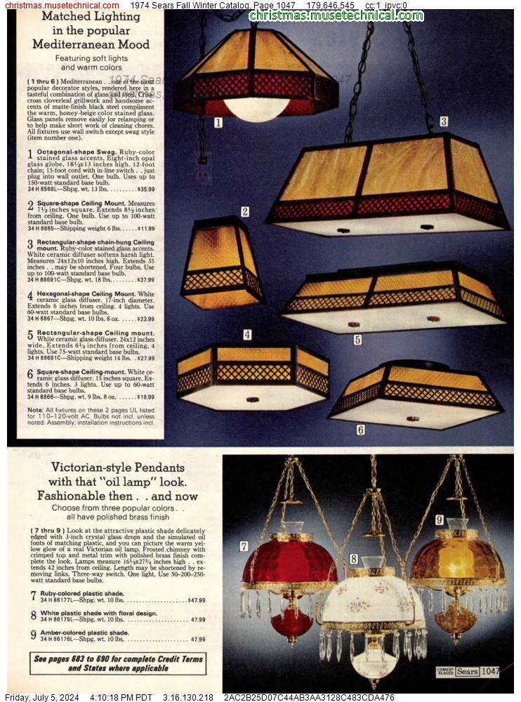 1974 Sears Fall Winter Catalog, Page 1047
