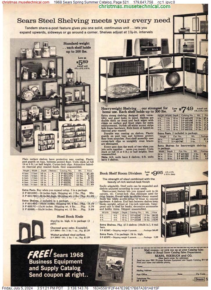 1968 Sears Spring Summer Catalog, Page 521