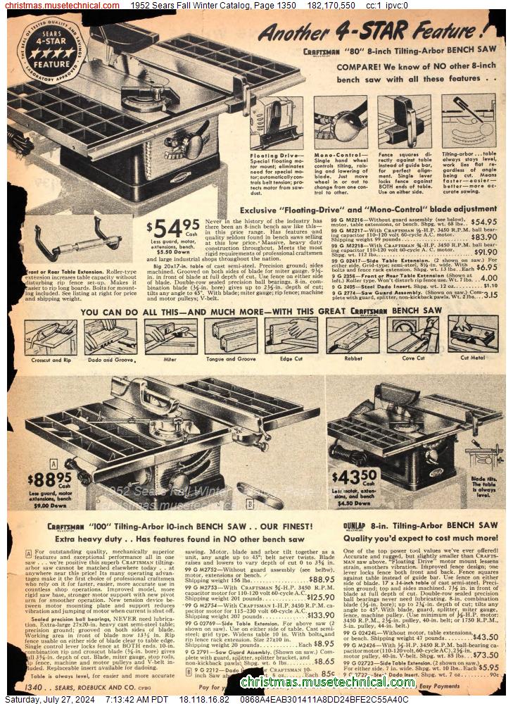 1952 Sears Fall Winter Catalog, Page 1350