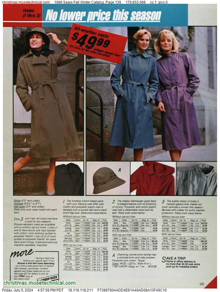 1986 Sears Fall Winter Catalog, Page 139