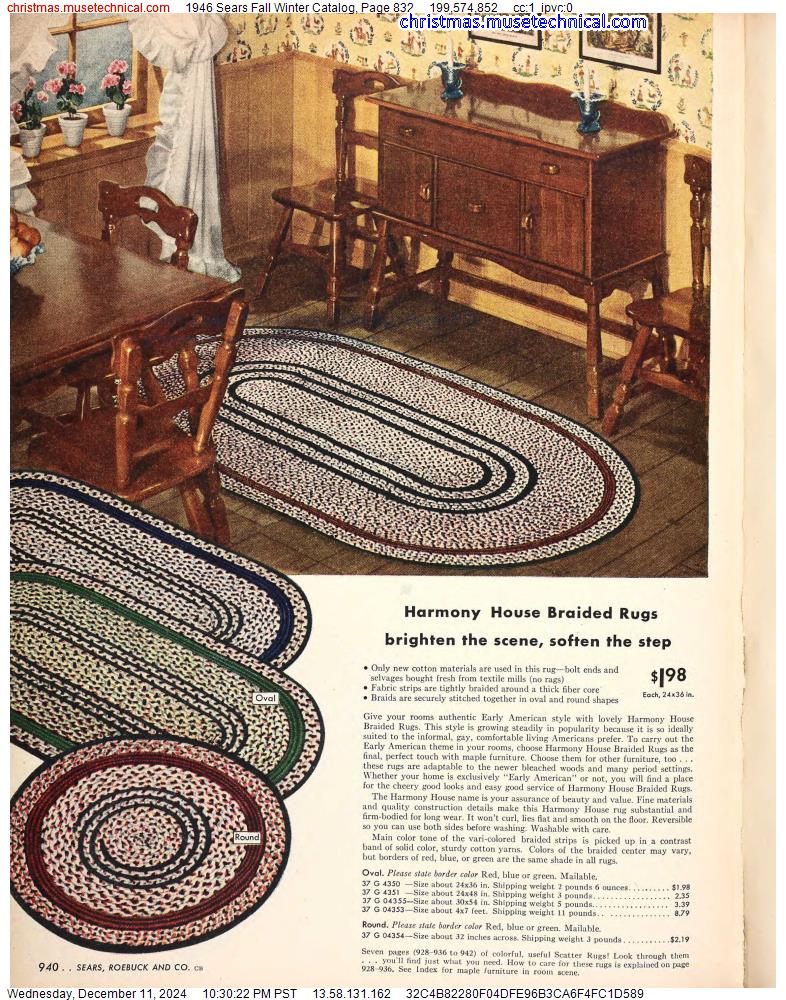 1946 Sears Fall Winter Catalog, Page 832