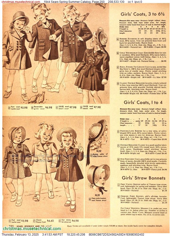 1944 Sears Spring Summer Catalog, Page 250