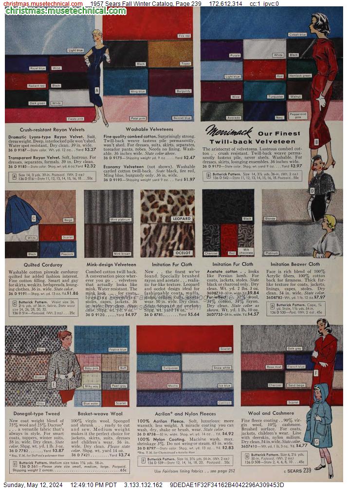 1957 Sears Fall Winter Catalog, Page 239