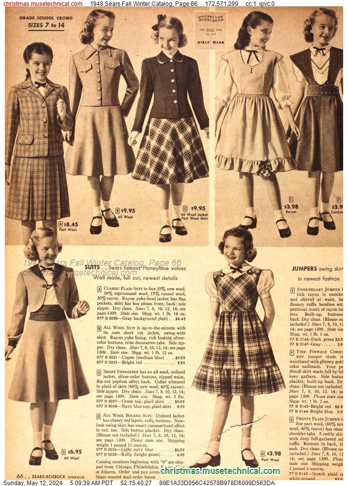 1948 Sears Fall Winter Catalog, Page 66