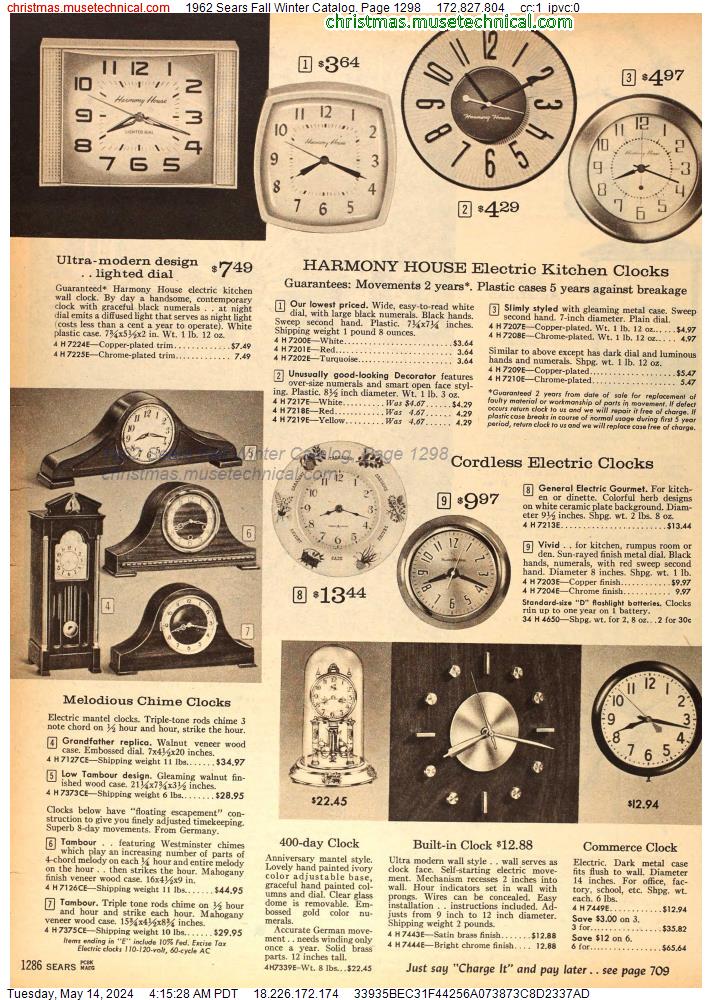 1962 Sears Fall Winter Catalog, Page 1298