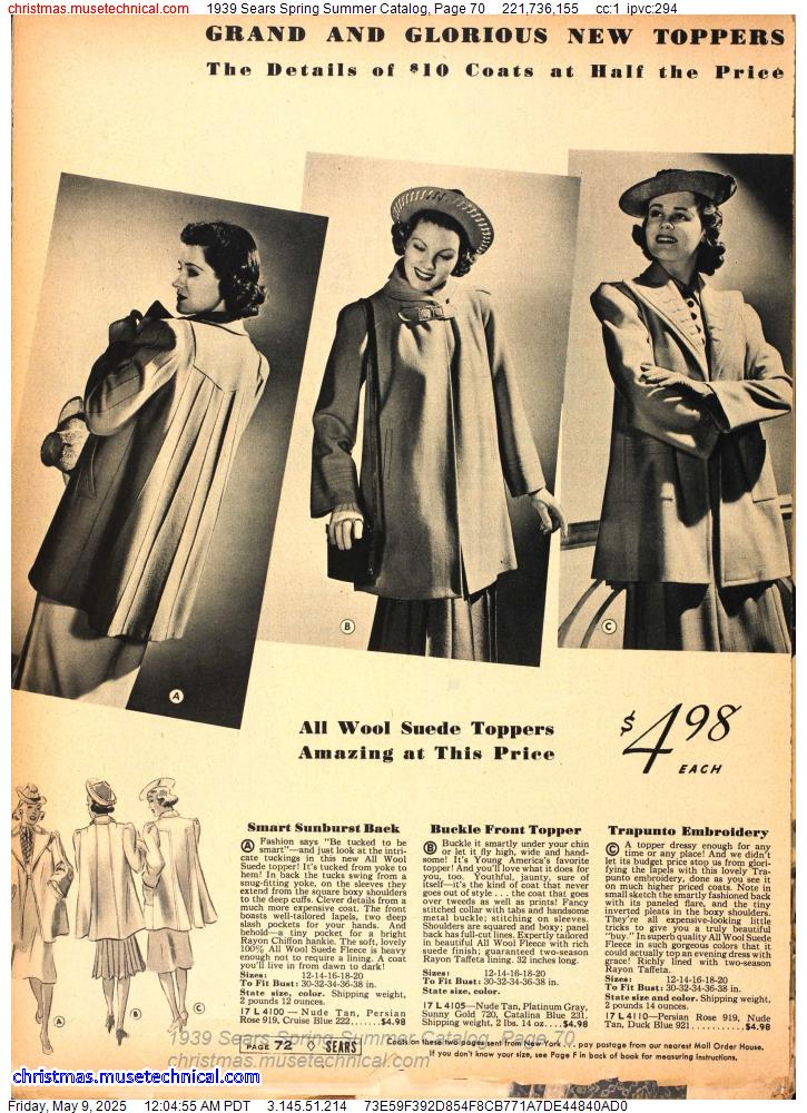 1939 Sears Spring Summer Catalog, Page 70