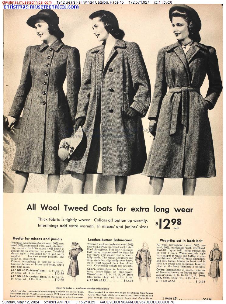 1942 Sears Fall Winter Catalog, Page 15
