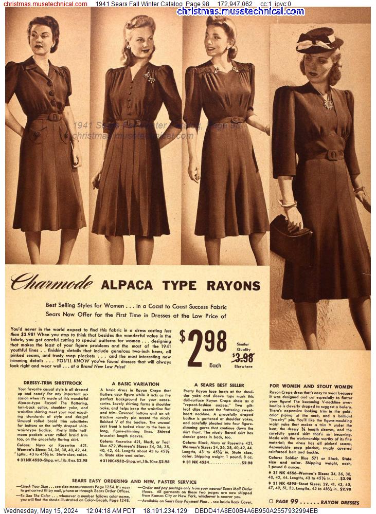 1941 Sears Fall Winter Catalog, Page 98