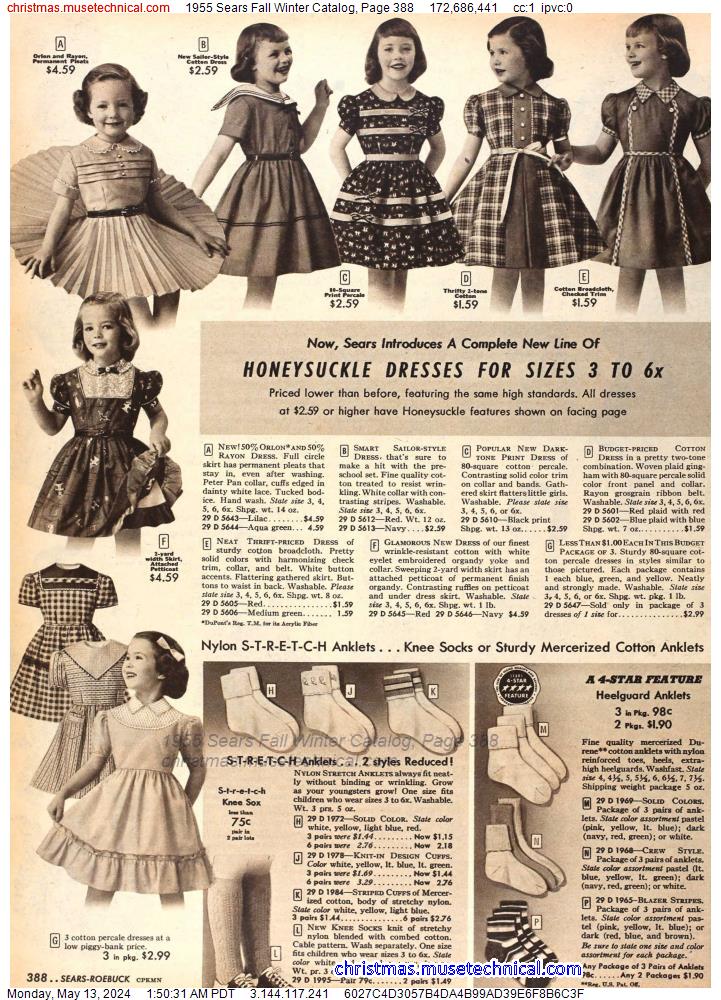 1955 Sears Fall Winter Catalog, Page 388
