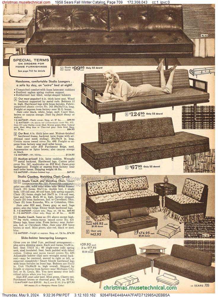1958 Sears Fall Winter Catalog, Page 709